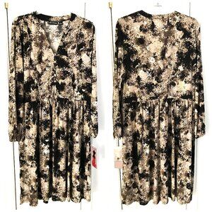 NWT Nina Leonard Swing Dress Long Sleeve V Neck Size XL